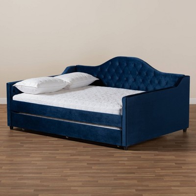 Perry Velvet Daybed With Trundle - Baxton Studio : Target