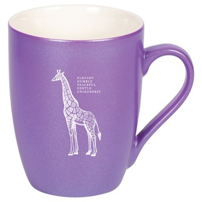 Elanze Designs 10 Ounce Ceramic Decorative Laser Engraved Giftable Novelty Tea Coffee Cup Mug Passion Purple Giraffe Elegant Humble Peaceful Gentle