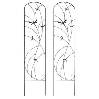 Sunnydaze Decorative Steel Metal Dragonfly Delight Design Garden Trellis - 55.75" H - Black - 2-Pack