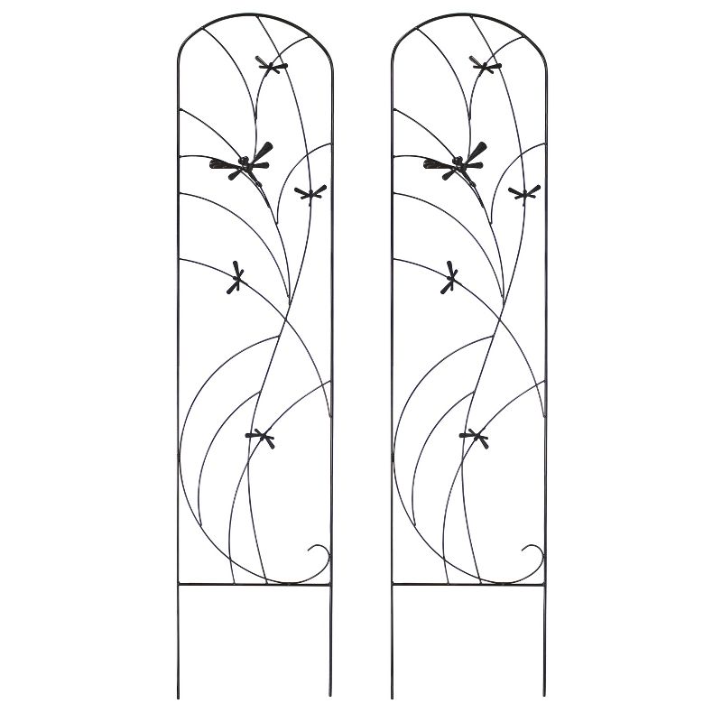 Sunnydaze Decorative Steel Metal Dragonfly Delight Design Garden Trellis - 55.75" H - Black - 2-Pack, 1 of 11