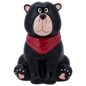 100 North 10 inch Dolomite Ceramic Everyday Cookie & Candy Jar with Airtight Lid: Kitchen Canisters, Pet Treat Containers, Black Bear Handkerchief - 1 of 4