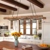 LLHZSY Rustic Wooden Dimmable Integrated LED Linear Pendant Light Adjustable Kitchen Island Lights - W 43 3/10" - 3 of 4