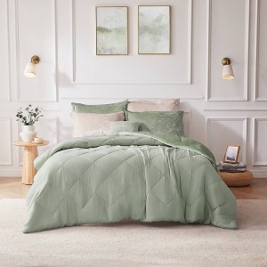 4 Pcs Luxury Style Velvet Duvet Set, Diamond Quilting Ultra Soft Bedding Set for Cold Season, Easy Care Bed Set with Matching Shams & Pillow - 1 of 4
