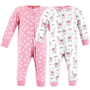 Hudson Baby Infant Girl Cotton Sleep and Play, Llama - 1 of 4