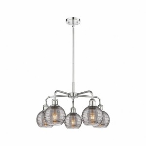 Athens Deco Swirl - 5 Light Stem Hung Chandelier In Industrial Style-13.63 Inches Tall and 23.88 Inches Wide - 1 of 1