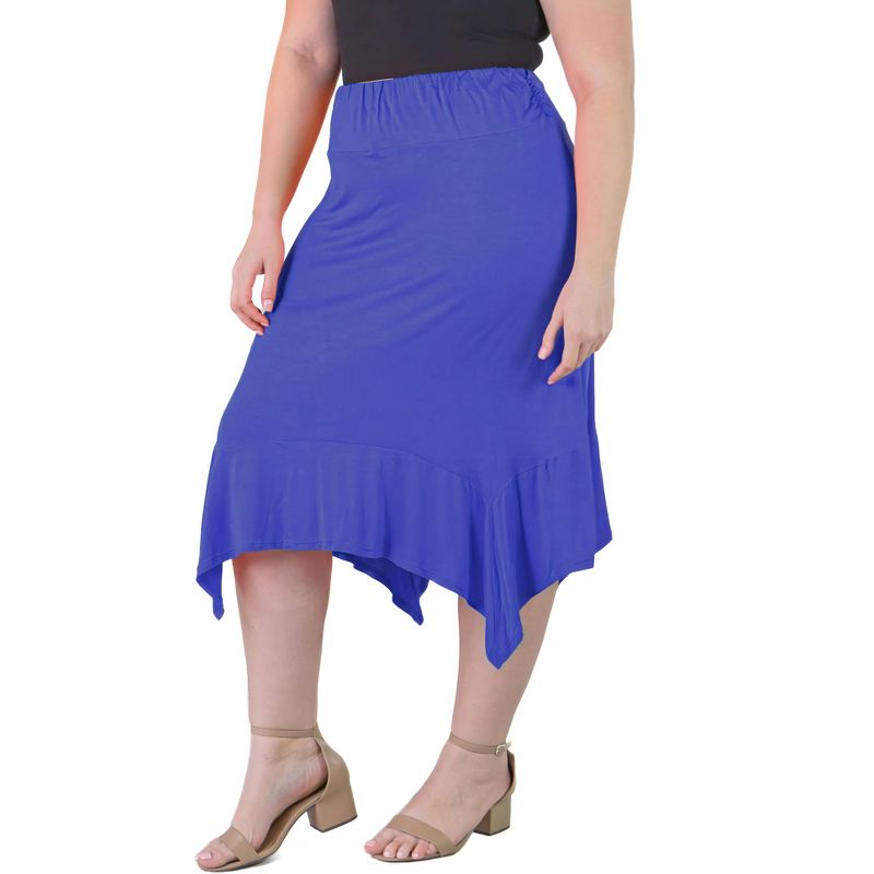 Plus Size Knee-Length Elastic Waistband And A Handkerchief Hemline Skirt, 4 of 7
