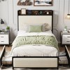 Twin Size Wood Platform Bed Frame with Headboard and 2 Storage Drawers, No Box Spring Needed, for Kids, Teens or Adults - 3 of 4