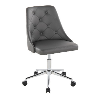 TiramisuBest Contemporary Grey PU Leather Swivel Task Chair, Adjustable Height, Padded, Armless