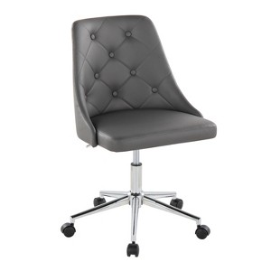 TiramisuBest Contemporary Grey PU Leather Swivel Task Chair, Adjustable Height, Padded, Armless - 1 of 4