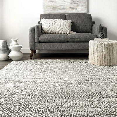 Sleek Gray Abstract Rectangular Easy-Care Rug