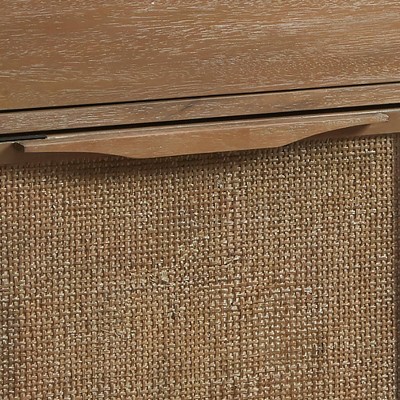 Natural Reclaimed Wood and Cane Webbing Accent Cabinet