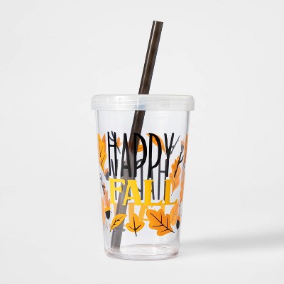 12oz Plastic Happy Fall Tumbler with Straw - Hyde & EEK! Boutique™