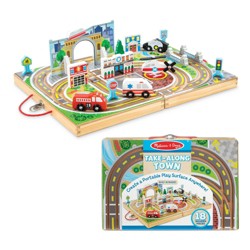 Melissa & Doug Round The Rails Train Rug With 3 Linking Wooden 