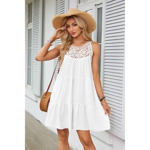 Coolmee Women Halter Neck Mini Dress Sleeveless Hollow Out A-Line Summer Dress - 1 of 4