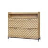 SKRAN Rustic Driftwood Shoe Cabinet with 4 Flip-Top Drawers: A Narrow, Freestanding Entryway Shoe Rack Cabinet with Metal Legs - 4 of 4