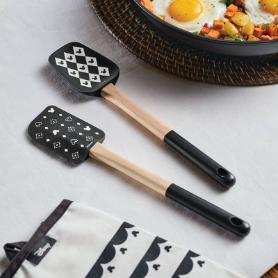 Disney Monochrome Silicone Spatula and Spoonula Set with Parawood Handles