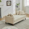 75.2''W Chenille Upholstered Chaise Lounge with Rubberwood Legs & Nailheads Armrests, Daybed With 4 Throw Pillows & 2 Bolsters - ModernLuxe - 4 of 4
