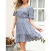 KOJOOIN Women's Summer Floral Short Sleeve V Neck A-Line Midi Dress - 2 of 4