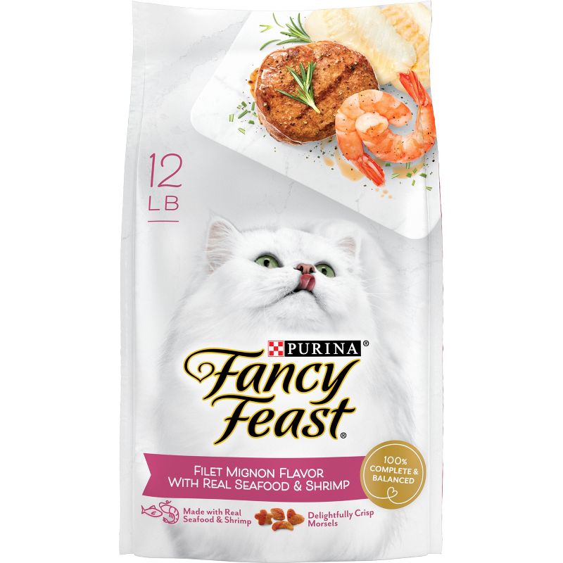 Fancy Feast Gourmet Filet Mignon Beef and Real Seafood Flavor Dry Cat Food - 12lbs, 1 of 11