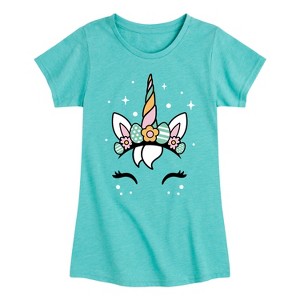 Girls' - Instant Message - Pastel Easter Unicorn Fitted Short Sleeve Graphic T-Shirt - 1 of 4