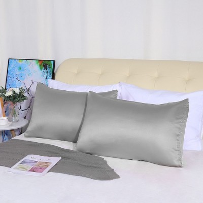 4 Pcs Standard 20"x26" Silk Satin Luxury Cooling Pillowcase Grey - PiccoCasa