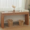 64" Natural Rustic Wood Console Table with Beaded Trim, Narrow Entryway or Sofa Table for Hallway or Living Room-3irtyhousy - 2 of 4