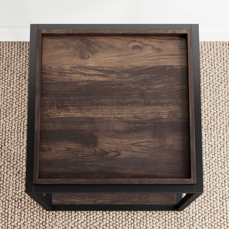 Nash Industrial Modern Wood Tray Top Side Table - Nathan James, 5 of 7