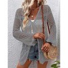 Womens Cardigan Spring Tops Sheer Lightweight Summer Cardigan Beach Cover Up Tops V Neck Lantern Sleeve Sweater Cardigan - 4 of 4