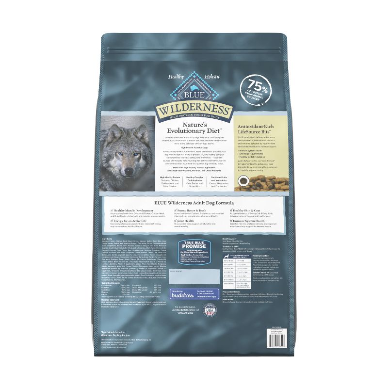 Blue Buffalo Wilderness High Protein Natural Adult Dry Dog Food with Chicken Flavor - 24lbs, 3 of 12