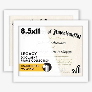 Americanflat 8.5x11 Diploma Frame in White with Shatter Resistant Glass - Horizontal and Vertical Formats for Wall and Tabletop - 1 of 4