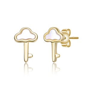 Guili 14K Gold Plated with White Mother Of Pearl Cloud Design Stud Earrings For Kids - 1 of 2