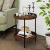 Costway 2-tier Round Side End Table Storage Shelf Rubber Wood Accent Nightstand - 2 of 4