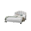 Royal Hampton Queen Size Bed, Classic White Wool Upholstery and LED, Glam Arch - 2 of 4