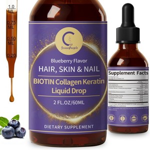 Liquid Biotin 20000mcg Drops - Biotin and Liquid Collagen Supplement for Healthy Hair, Skin, Nails - 2 Fl Oz - 1 of 4