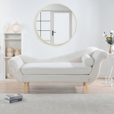 VYNXARIA Classic Sled Design Sofa Chair with Imported Tapered Birch Legs, Ergonomic Curled Edge Pillow,and High-Density Sponge Filling White