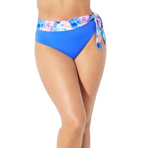 Swimsuits For All Women's Plus Size Shirred High Waist Bikini Bottom - 14,  Electric Iris Tie Dye : Target