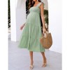 Maternity Dress Square Neck Sleeveless Smocked Ruffle Sleeve Baby Shower Photoshoot Summer Midi Dresses - 2 of 4