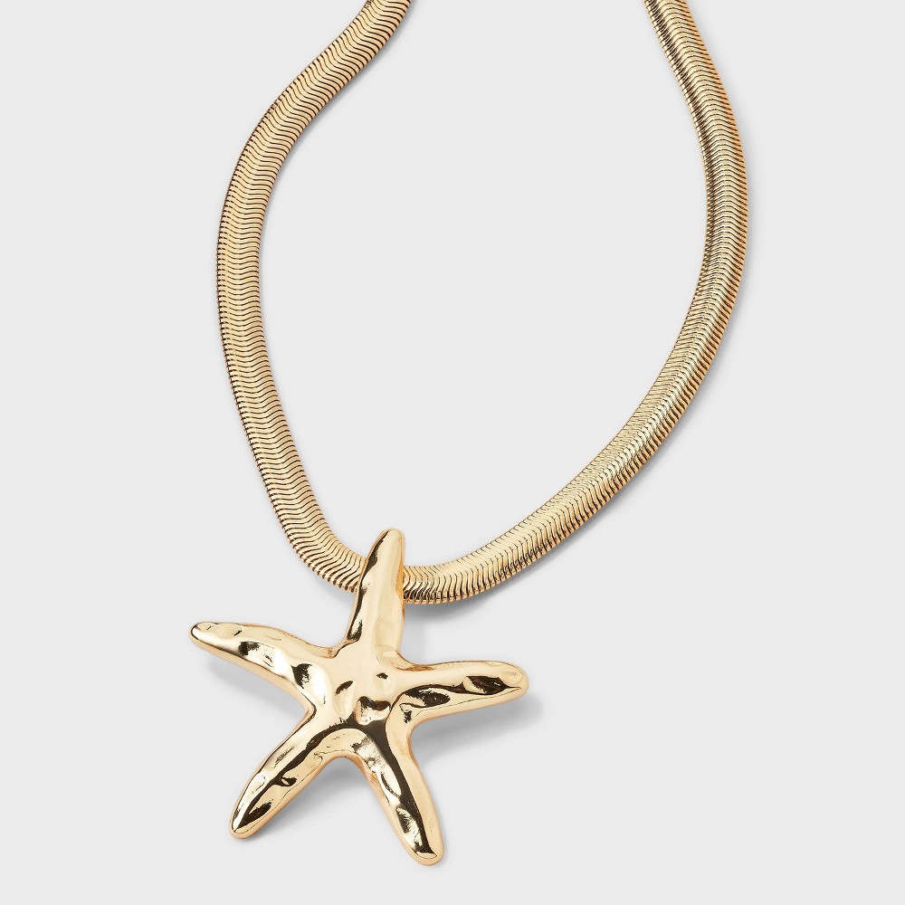 Statement Starfish Pendant Necklace - A New Day™ Gold