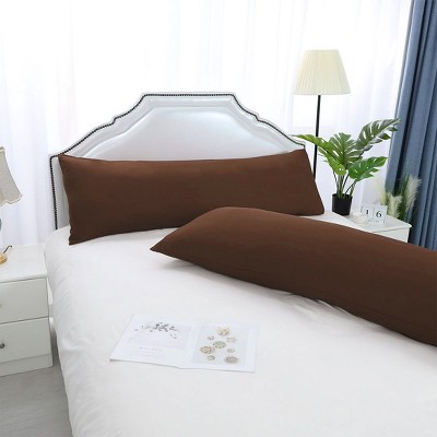 2 Pcs 20"x48" 1800 Series Soft Brushed Microfiber Pillow Cover Brown - PiccoCasa