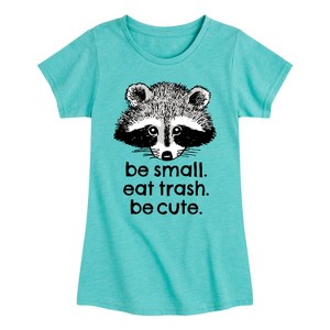 Girls' - Instant Message - Small Trash Cute Raccoon Fitted Short Sleeve Graphic T-Shirt - 1 of 4