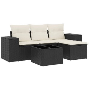 vidaXL Garden Sofa Set Black PE rattan Average Modular Garden Sofa Set - 1 of 4