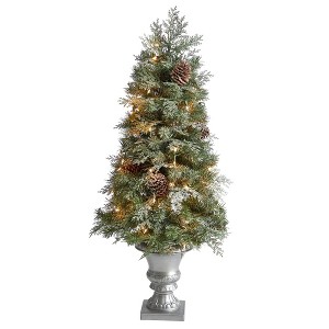 Nearly Natural 4-ft English Pine Tree with 100 Warm White LED Lights and 413 Bendable Branches in Decorative Urn - 1 of 4