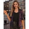 Allegra K Women's Open Front Collarless 3/4 Sleeve Sequin Velvet Jacket - 2 of 4