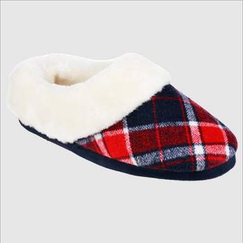 Isotoner Women's Plaid Page Hoodback Slippers