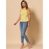 INSPIRE CHIC Women's Bow Tie V Neck Stand Collar Short Mesh Sleeve Blouse - 2 of 4