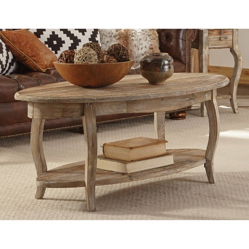 48&#34; Oval Coffee Table Driftwood Rust - Alaterre Furniture, 4 of 7