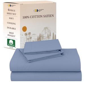 Soft 100% Cotton Sheets Set - Cooling Durable Sateen, Deep Pocket - by California Design Den - 1 of 4