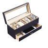 Gulches 9.3" Long Tempered Glass and Leather Jewelry / Watch Display with Drawers, Blue - 4 of 4