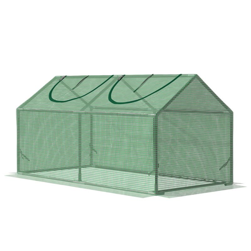 Outsunny 4' x 2' x 2' Outdoor Portable Mini Greenhouse, Small Greenhouse with Cover, Roll-up Zippered Windows for Indoor, Outdoor Garden, 4 of 7