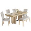6-Piece Extendable Dining Table Set with 1 Bench and 4 Upholstered Chairs, Solid Wood Frame Kitchen Dining Set for Dining Room–The Pop Home - 3 of 4